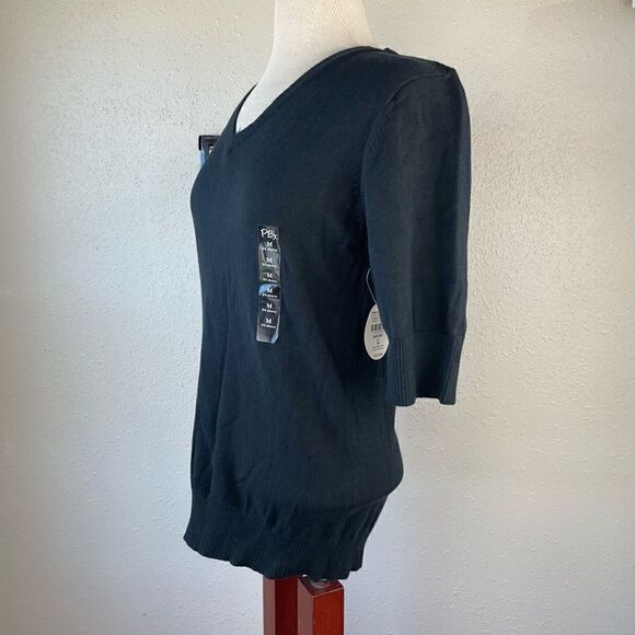 NWT PBX Basics Short Sleeve Black Sweater Top Size M - Picture 3 of 6